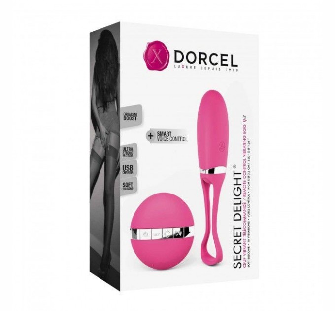 Виброяйцо Dorcel Secret Delight Magenta с пультом ДУ, с турборежимом и голосовым управлением