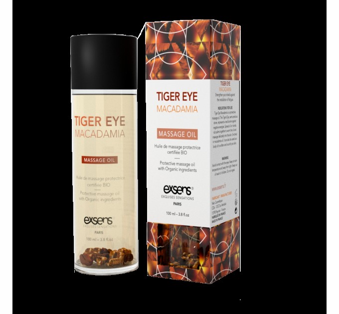 Массажное масло EXSENS Tiger Eye Macadamia защита с тигровым глазом 100мл натуральное