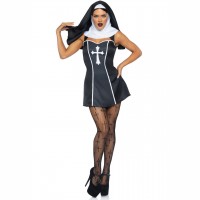 Эротический костюм монахини Leg Avenue Naughty Nun S Черный (SO8550)