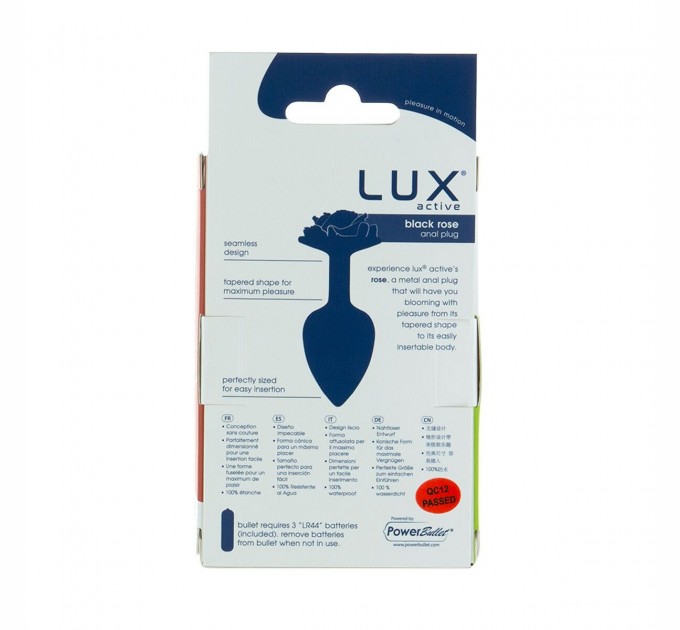 Металлическая анальная пробка Lux Active с розой - Rose Anal Plug - Black вибропуля в подарок