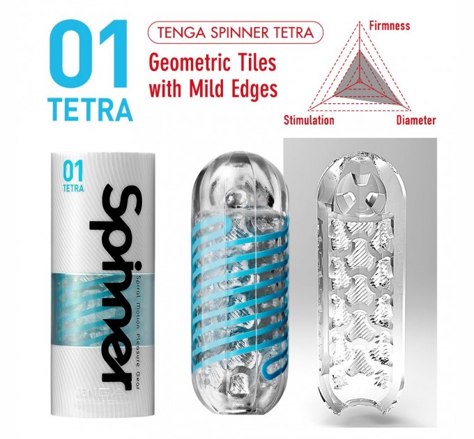 Мастурбатор Tenga Spinner 01 Tetra с упругой стимулирующей спиралью внутри, нежная спираль