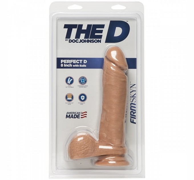 Фаллоимитатор Doc Johnson The D - Perfect D - 8 Inch With Balls - FRIMSKYN, диаметр 5,1см