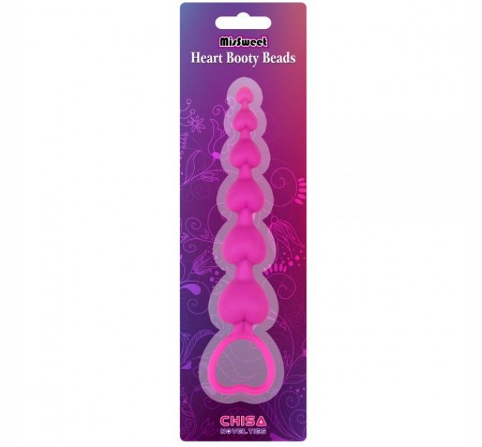 Анальная пробка с шариками Chisa Heart Booty Beads 18 см Розовый
