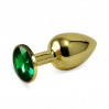 Золотая анальная пробка с зеленым камнем Rosebud Anal Plug Small Bdsm4u