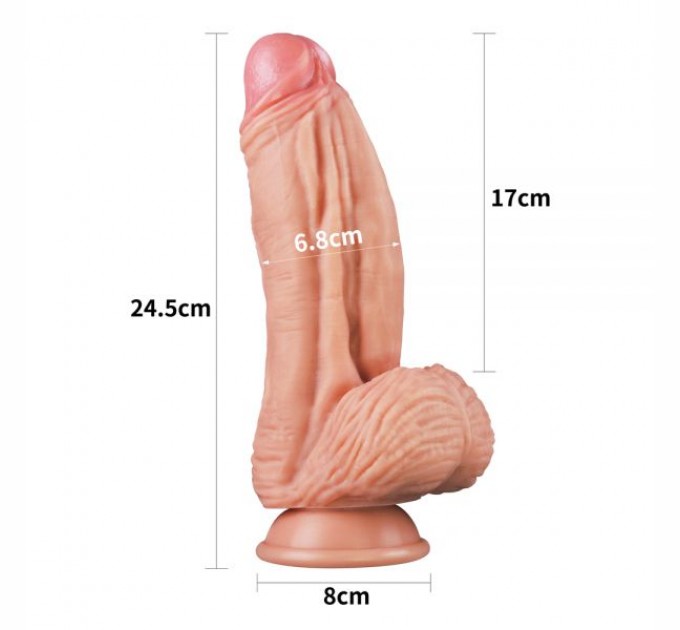 Телесный фаллоимитатор для фистинга Lovetoy Dual layered Platinum Silicone Cock