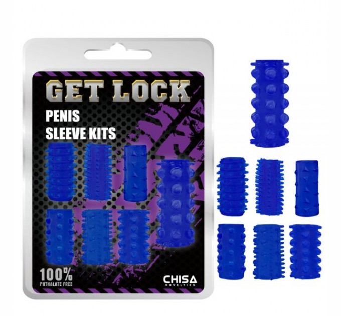 Синий набор насадок для дополнительной стимуляции Chisa Penis Sleeve Kits