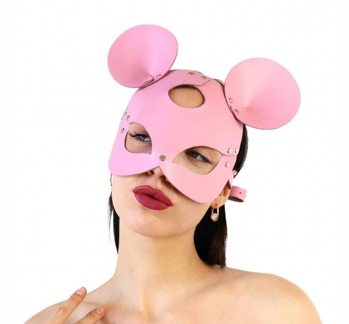 Кожаная маска зайки Art of Sex Mouse Mask Розовый