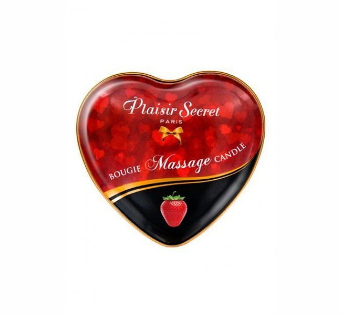 Массажная свеча сердечко Plaisirs Secrets Strawberry 35 мл