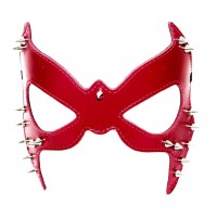Кожаная маска с шипами Scappa Красная М-16-1