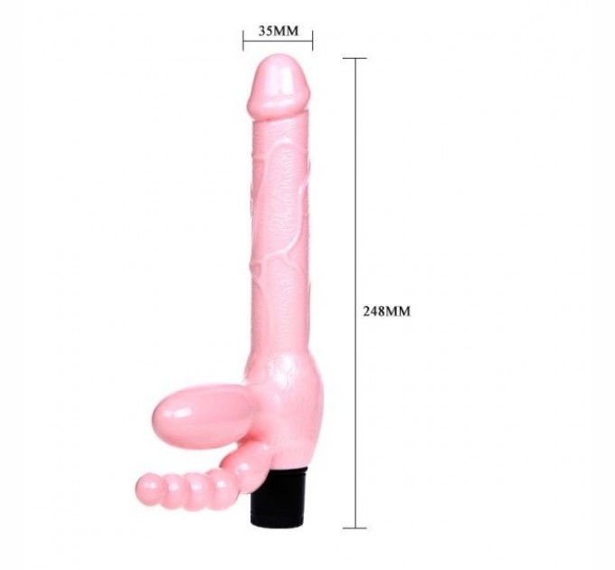 Страпон Lybaile безремневой анально-вагинальный Super Strapless Dildo Розовый