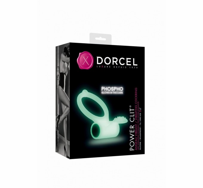 Эрекционное кольцо с вибрацией Dorcel Power Clit White PHOSPHO (MD1397)