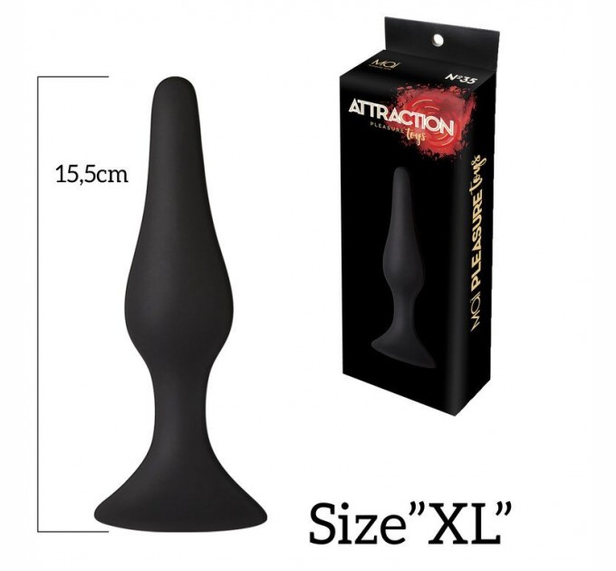 Анальная пробка на присоске MAI Attraction Toys №35 Black длина 15,5см диаметр 3,8см