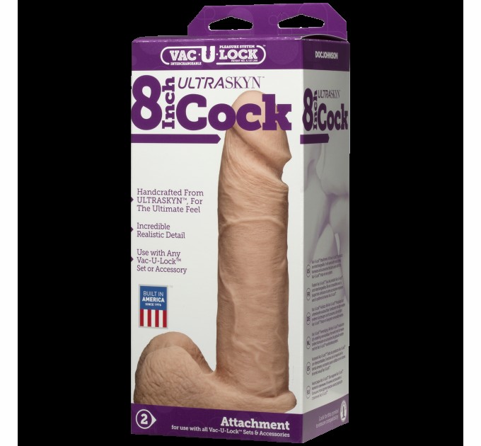 Фаллоимитатор Doc Johnson Vac-U-Lock - 8 Inch ULTRASKYN Cock White, диаметр 5,1см