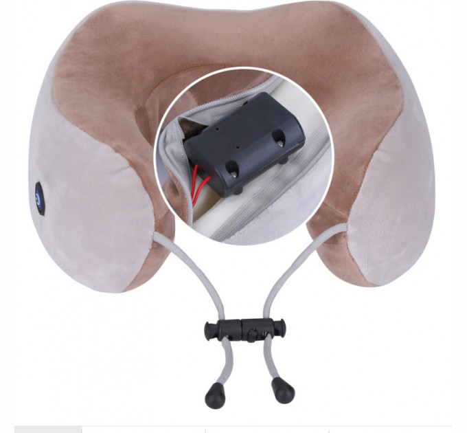 Массажная подушка U-Shaped Massage Pillow (от батареек) Brown (WM-003)