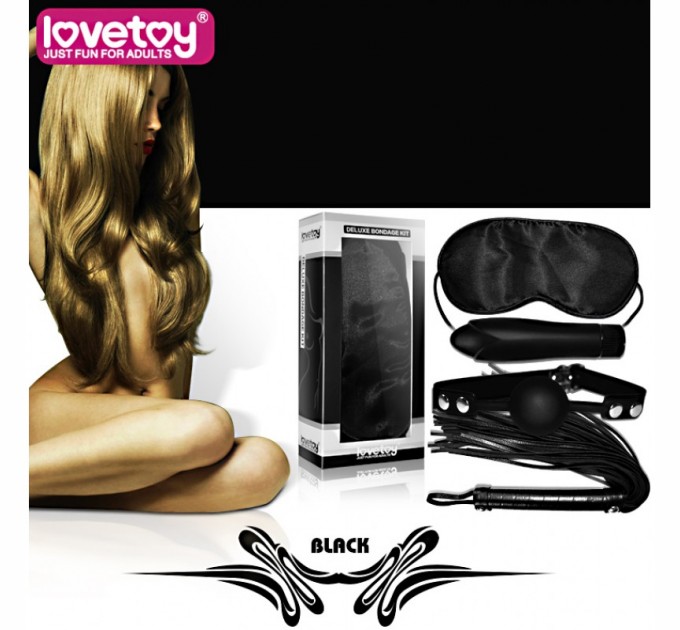 Набор для сексуальных бдсм игр Lovetoy Deluxe Bondage Kit (маска, вибратор, кляп, плеть)