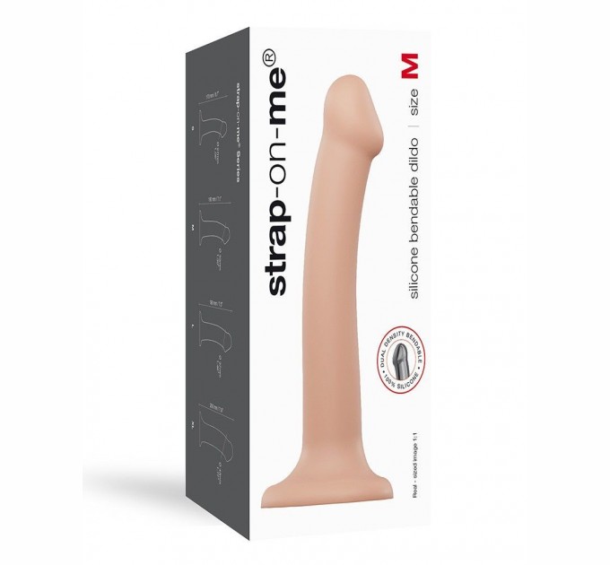 Насадка для страпона Strap-On-Me Dual Density Dildo Flesh M диаметр 3.3см двухслойная гибкая