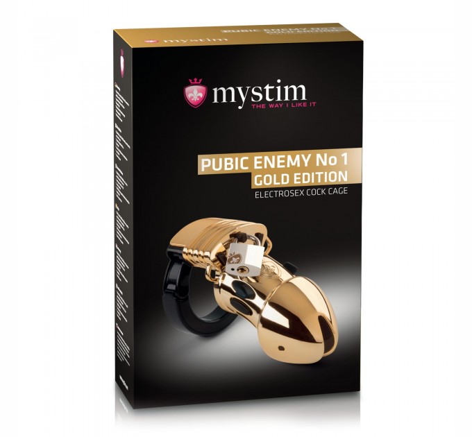 Клетка для члена с электростимуляцией Mystim Pubic Enemy No 1 - Gold Edition