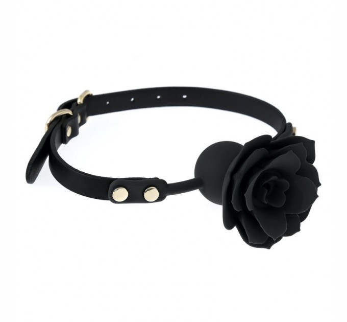 Силиконовый кляп с черной розочкой Bdsm4u Silicone Rose Ball Gags Black