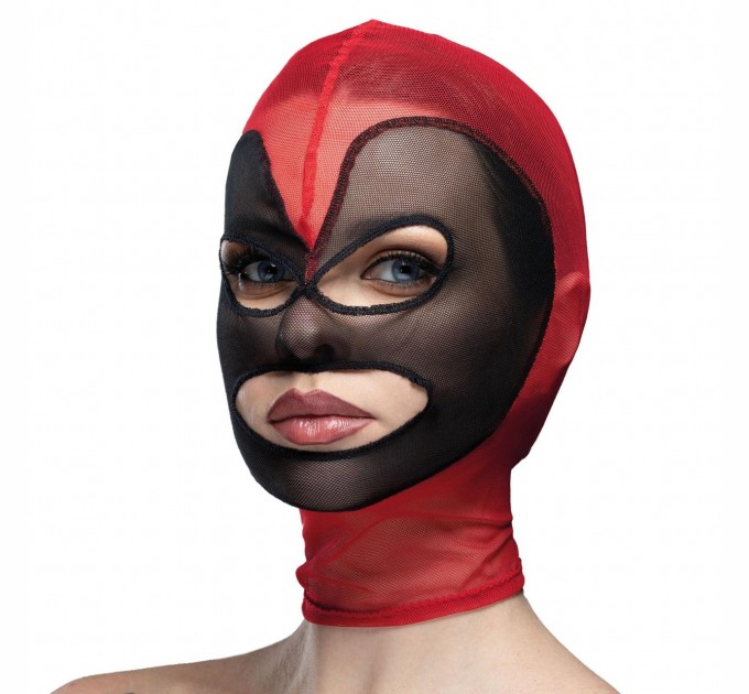 Маска сердце сетка с открытым ртом и глазами Feral Feelings Hearts Mask Red-Black