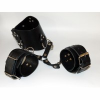 Кожаный эротический бондажный набор Scappa Черный SET-19