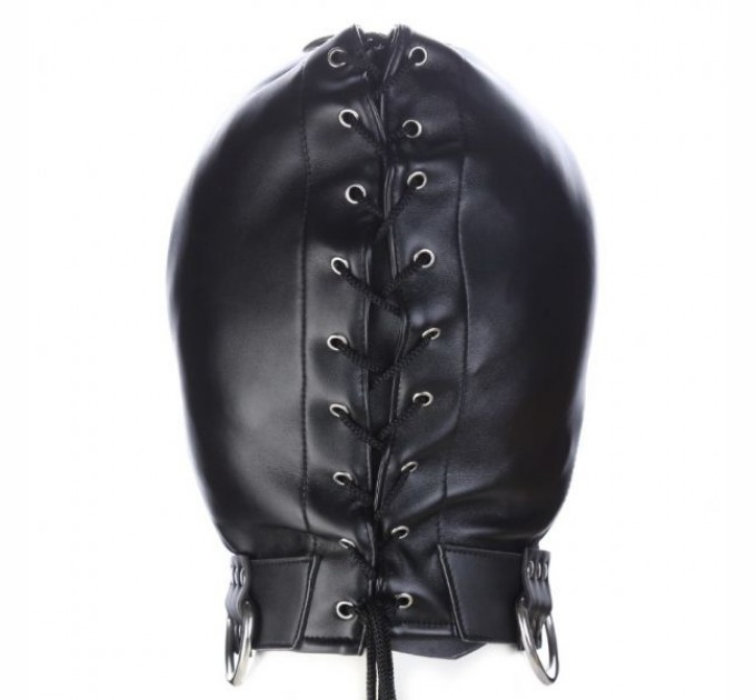 Кожаная черная маска с вырезами для глаз и молнией Bdsm4u Removable Zipper Mask