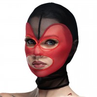 Маска сердце сетка с открытым ртом и глазами Feral Feelings Hearts Mask Black-Red