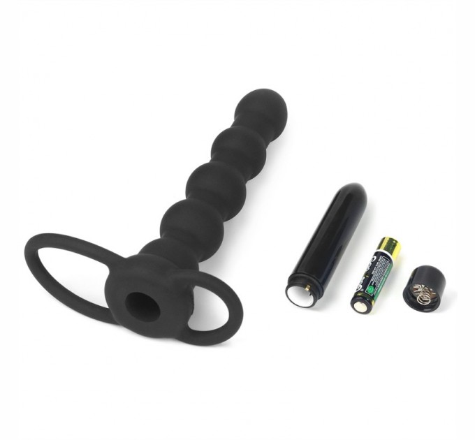 Насадка на член для анальной стимуляции Bdsm4u Vibrating Rock Balled Double Prober