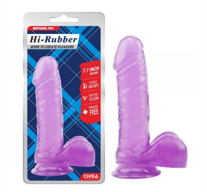 Фиолетовый фаллоимитатор с мошонкой на присоске 7.7 Inch Dildo Chisa