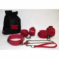 Кожаный бондажный набор «Премиум» Scappa Красный SET-18