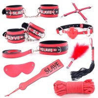 Набор для бдсм игр состоящий из 10 предметов Vscnovelty Red Slave Kit