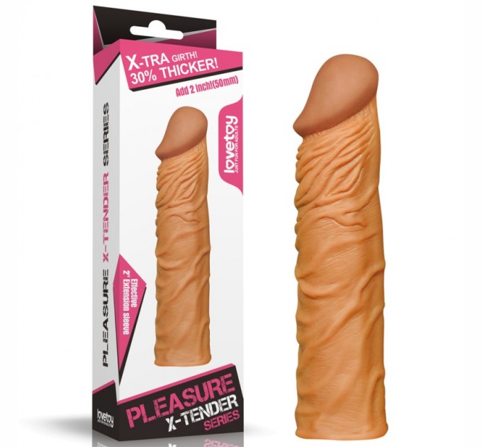 Насадка на пенис удлиняющая Lovetoy коричневого цвета Pleasure X Tender Penis Sleeve