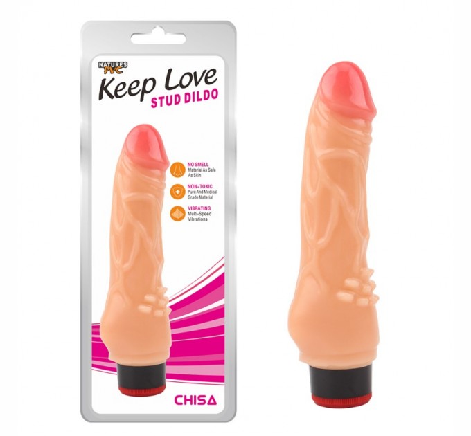 Классический вибратор Chisa с пупырышками для клитора Keep Love Stud Dildo