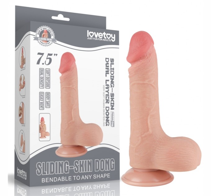 Фаллоимитатор с кожей на присоске Sliding Skin Dual Layer Dong Flesh 7.5 Lovetoy