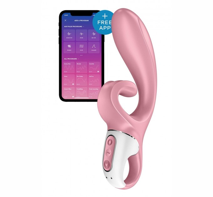 Смарт вибратор кролик Satisfyer Hug Me Pink 2 мотора диаметр 4,2см широкая клиторальная часть