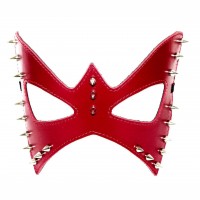 Кожаная маска с шипами Scappa Красная М-15-1