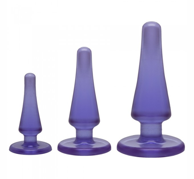 Набор анальных пробок Doc Johnson Crystal Jellies Anal - Purple, макс. диаметр 2см - 3см - 4см