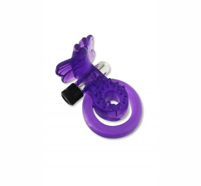Эрекционное кольцо с вибрацией Seven Creations Cock and Ball Butterfly Фиолетовое