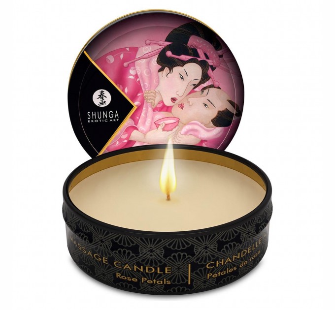 Массажная свеча с ароматом роз Shunga MINI MASSAGE CANDLE - Rose Petals 30 мл (SO2516)