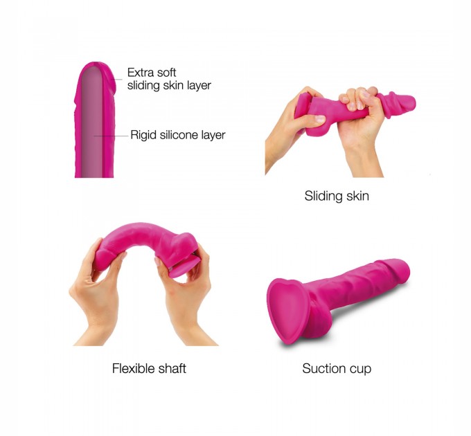 Реалистичный фаллоимитатор Strap-On-Me Sliding Skin Realistic Dildo Fuchsia - L