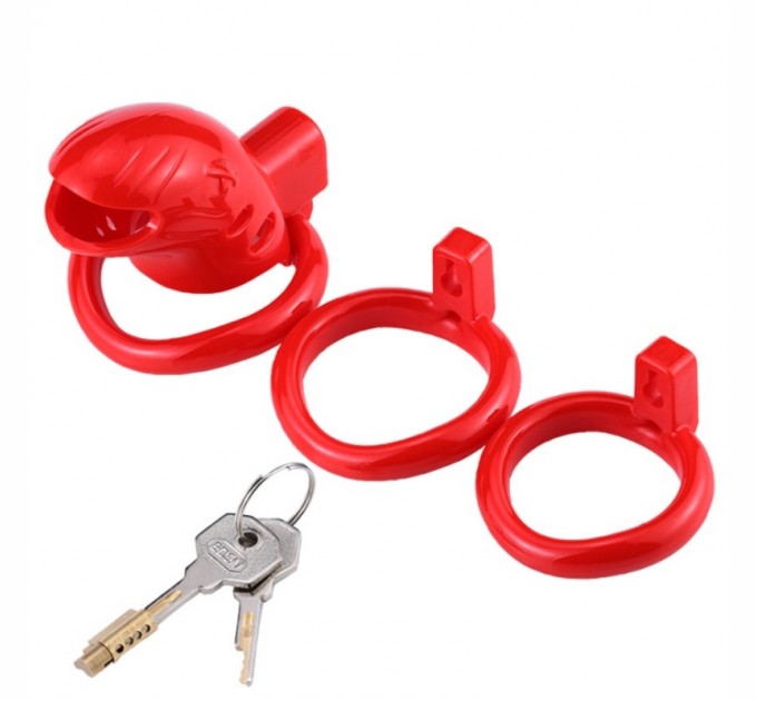 Пояс верности для мужчин в форме рыбки Resin Chastity Device Red Bdsm4u