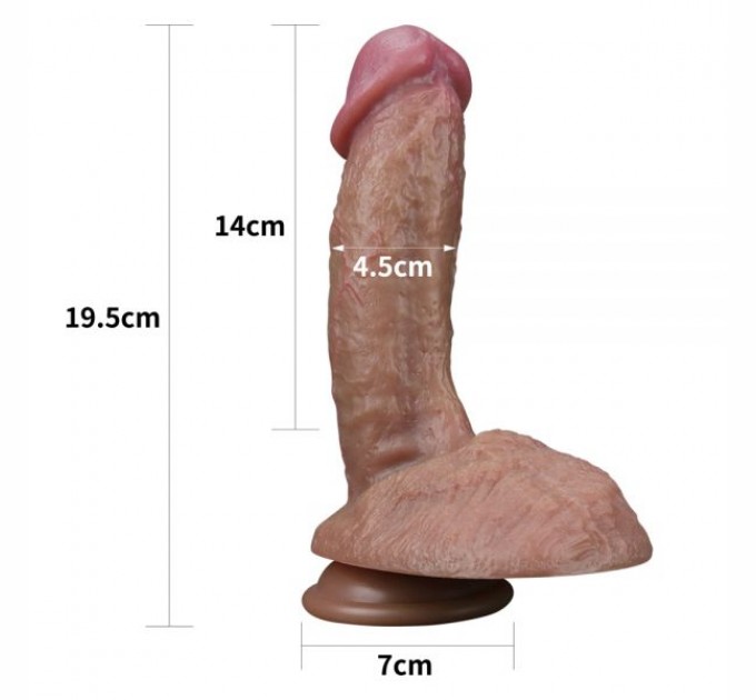 Рельефный фаллоимитатор Lovetoy Dual layered Platinum Silicone Cock 7.5