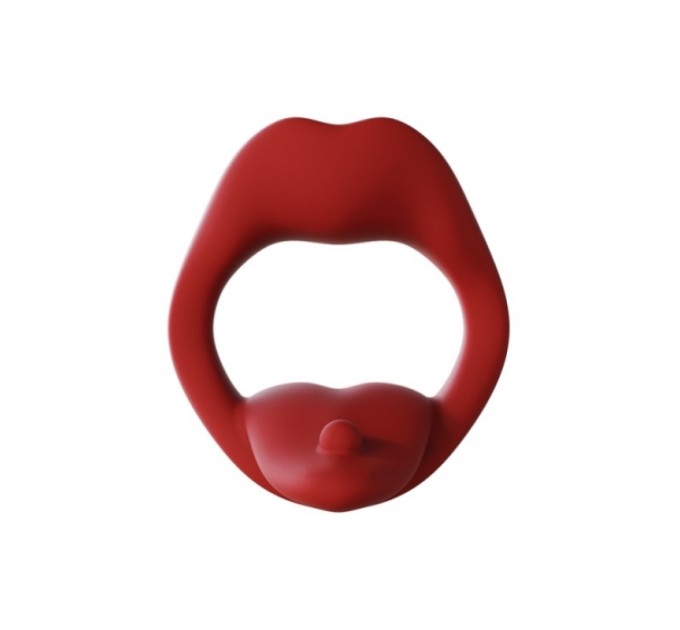 Эрекционное кольцо с вибрацией Licking Tongue Power Ring Red Cnt
