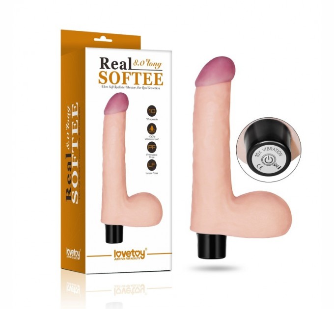 Реалистичный вибратор с мошонкой Lovetoy Real Softee Vibrating Dildo 8.0