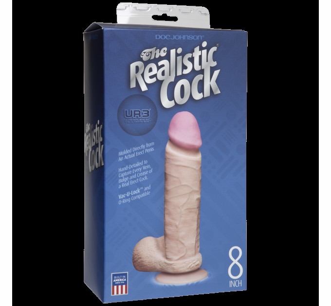 Фаллоимитатор Doc Johnson The Realistic Cock 8 inch White - ULTRASKYN, Vack-U-Lock, диаметр 5,1см