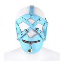 Голубая маска с молнией на замке в районе рта Bdsm4u Muzzle Zipper Mouth