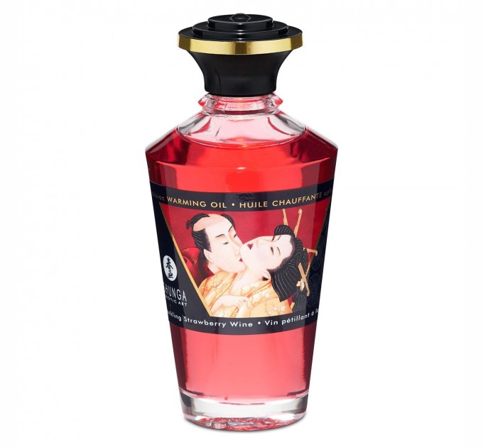 Разогревающее масло Shunga Aphrodisiac Warming Oil - Sparkling Strawberry Wine (100 мл) без сахара