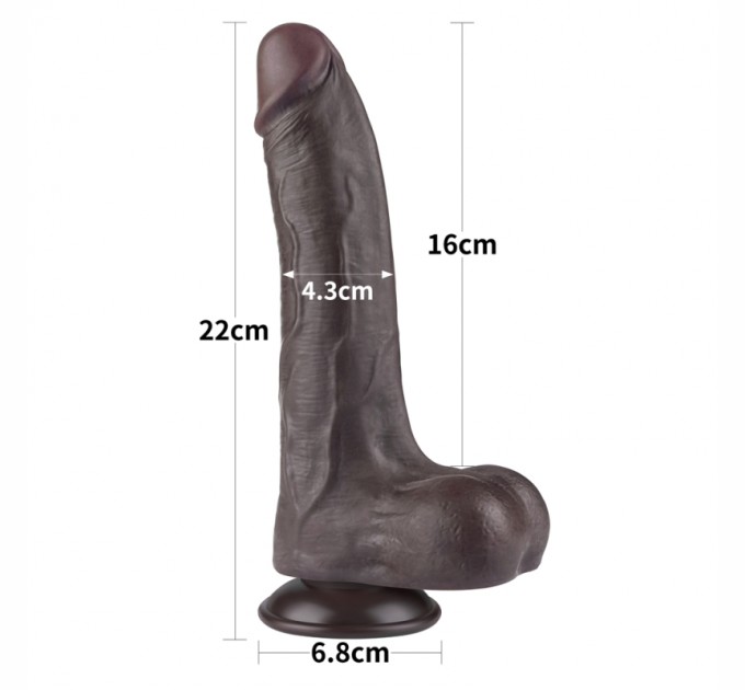 Фаллоимитаор на присоске Sliding Skin Dual Layer Dong Black 8.5 Lovetoy