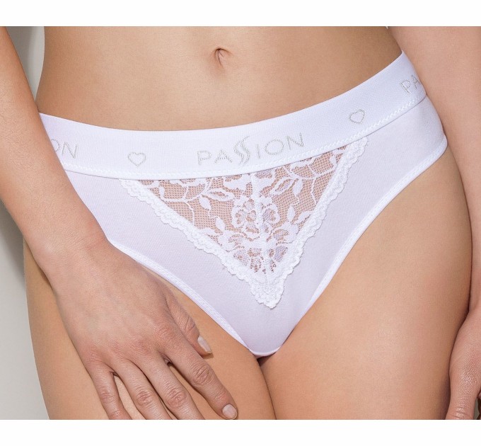 Трусики с широкой резинкой и кружевом Passion PS001 PANTIES Белый S