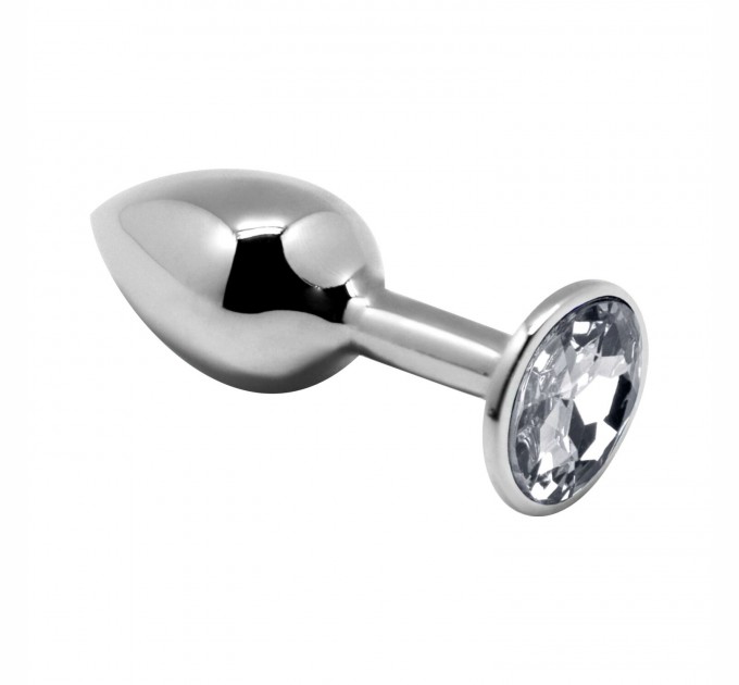 Металлическая анальная пробка с кристаллом Alive Mini Metal Butt Plug White L