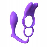 Эрекционное кольцо с анальным стимулятором Pipedream Ass-Gasm Vibrating Rabbit Фиолетовое